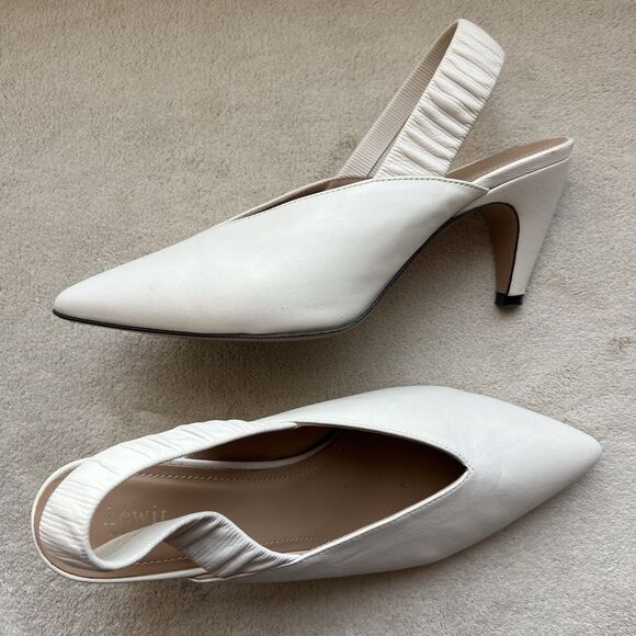 Lewit Marta Cream Leather Slingback Pump Women EU 36.5 US 6 Classic Pointed Toe - Picture 14 of 14